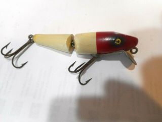 Paw Paw Vintage Wood Lure Baby Jointed Pikie Red Head