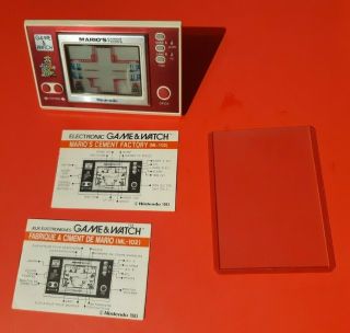Mario’s Cement Factory Authentic 1983 Rare Game And Watch Nintendo With Manuals