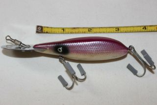 Vtg Burke Big Dig Flex Plug Fishing Lure Rubber W/ Metal Lip 3 1/4 " Purple Ex,