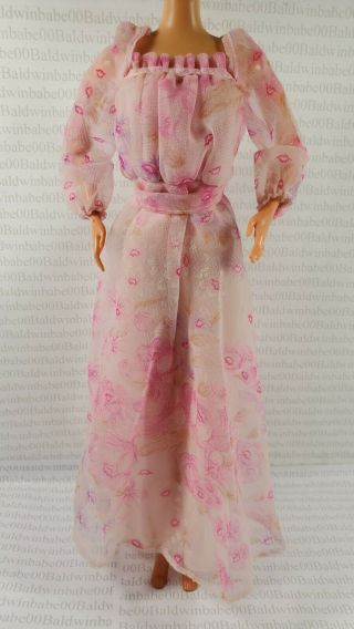 Evening W Dress Barbie Doll Vintage 1979 Kissing Barbie Sheer Pink Lips Gown