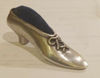 99p Vintage Silver Ladies Shoe Pin Cushion Minature Shoe Sheff 1996