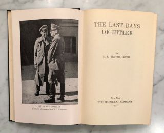 Rare First Edition “the Last Days Of Hitler” Book By H.  R.  Trevor - Roper