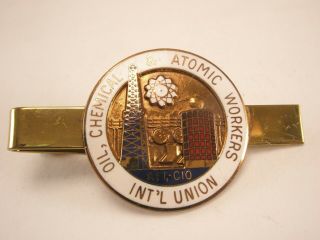 - International Oil Chemical & Atomic Workers Union Vintage Tie Bar Clip Afl Cio