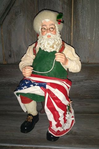 Possible Dreams Clothique Santa & Elf Sewing American Flag Ultra Rare 1of Style
