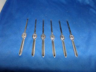 Unusual Edwardian Set 6 Small Crab Picks C.  1910 Cooper Brothers Silver Plate