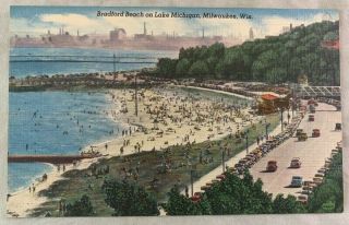 Antique Postcard Bradford Beach Lake Michigan Milwaukee Wisconsin
