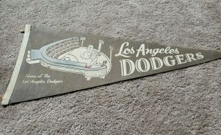 Rare Vintage La Dodgers Stadium " Home Of The Los Angeles Dodgers " Pennant