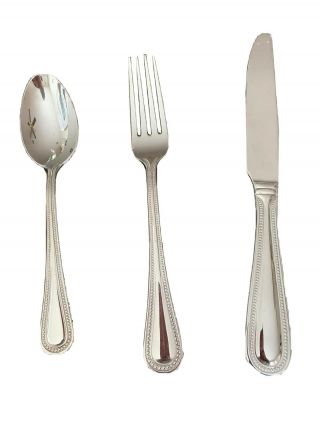 Towle Beaded Antique Continental 18/10 Stainless Flatware 3 - Pc Spoon Fork Knife