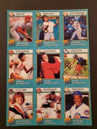 Rare 1989 Andre Agassi Sports Illustrated For Kids Uncut Sheet Of Cards