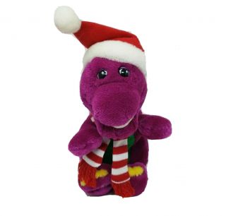9 " Vintage 1992 Barney Purple Dinosaur Christmas Hat Stuffed Animal Plush Toy