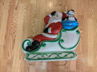 Santa W/ Sleigh Reindeer Lighted Blow Mold,  Christmas Yard Decoration Rare