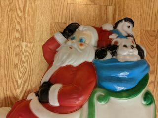 Santa W/ Sleigh Reindeer Lighted Blow Mold,  Christmas Yard Decoration RARE 2