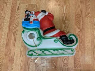 Santa W/ Sleigh Reindeer Lighted Blow Mold,  Christmas Yard Decoration RARE 3
