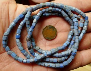 76cm Perles Verre Ancien Antique Venetian Blue Russian African Glass Trade Beads