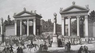 1830s View Of Rome Entrance To Villa Borghese Italy - Antique Copperplate Print