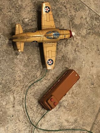 Vintage Marx Battery Operated Remote Control Fighter Airplane Not Rare