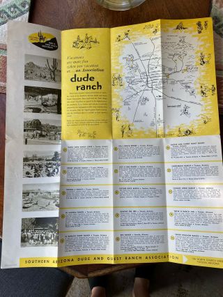 Southern Arizona Dude Ranch 1940 ' S Map Brochure Antique Tucson Rare ...