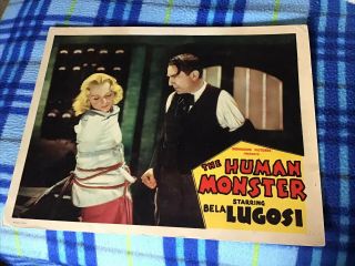 Vintage Movie Lobby Card The Human Monster 1939 Bela Lugosi Rare Horror
