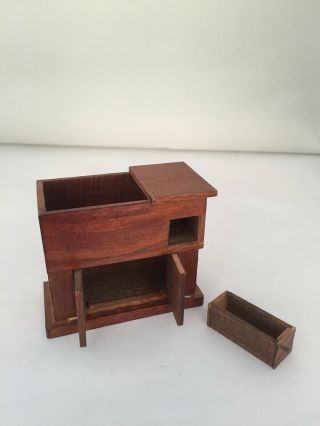 Vintage Dollhouse Miniature Wood Dining Room Server,  Doors & Drawer Open 3