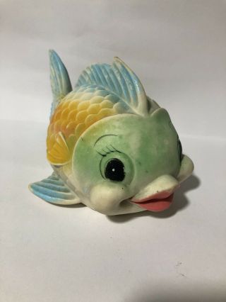Vtg Rare Mexican Rubber Squeaky Fish Toy Mexico Squeak Toy 9”long