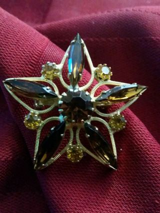 Vintage Rare Juliana D&e Topaz Star Figural Brooch/pin