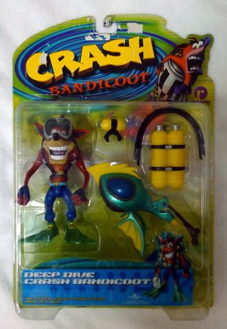 Crash Bandicoot Deep Dive 5 " Action Figure Resaurus 1999 Series 2 Two Moc Rare