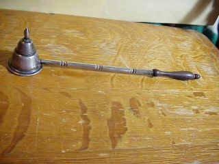 Antique 19th Century Sterling Silver Candle Snuffer With Turned Walnut Handle