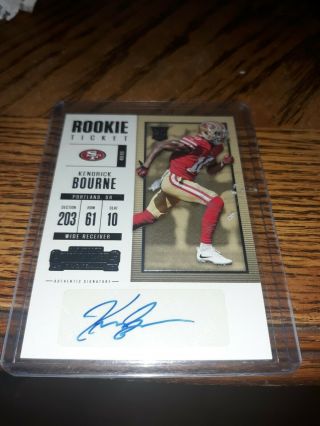 Kendrick Bourne Rc Auto 2017 Contenders Rookie Ticket 243 49ers Rare Sp