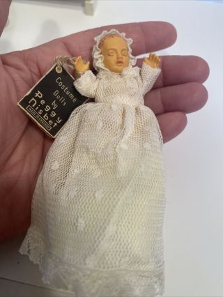 Vintage English Artist Peggy Nisbet Dressed Baby Dollhouse Miniature 1:12