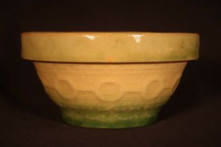 Rare Small 5 Inch Cream & Green Wedding Band Bowl Yellow Ware Yellowware