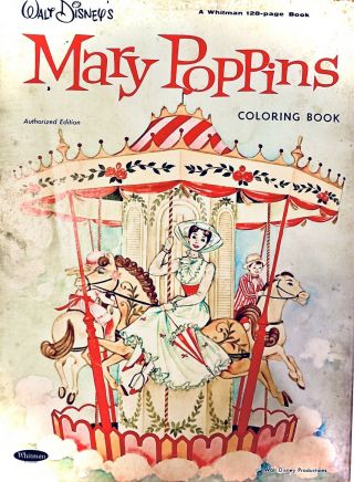 Rare Vintage 1964 Whitman/ Walt Disney’s Mary Poppin’s Coloring Book W/128 Pages