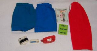 Vintage Ideal Tammy Doll Red Sheath Dress 2 Blue Skirts Tv Radio Phone Booklets