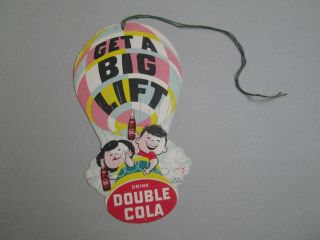 Vintage Rare Drink Double Cola Soda Fountain Cardboard Fan Pull Sign Advertising