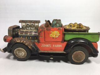 JOHN ' S Farm Track Car Tin Toy Nomura Made in Japan Vintage Rare COLLECTIBLE 3