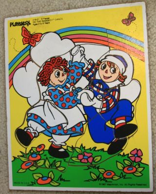 Vintage Raggedy Ann And Andy Playskool Wood Puzzle 1987