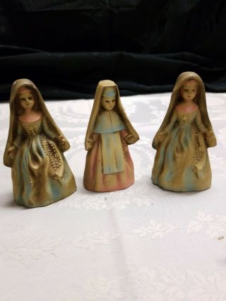 Three Unique Rare Vintage Nuns Made In Italy 5 "
