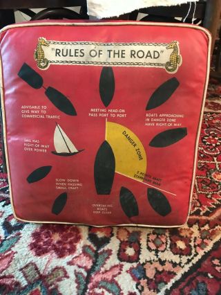 Rare Vintage Sears Roebuck By Elgin Boat Cushion " Rules Of The Road "