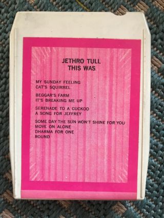 Jethro Tull - This Was - Rare 8 Track Tape -