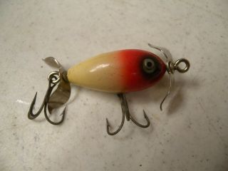 Vintage Shakespeare Wooden Minnow Lure,  Red & White