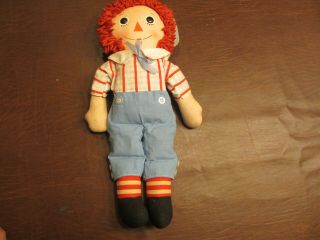Vintage Knickerbocker Dolls 15 " Tall Raggedy Andy Cloth Doll With Tag