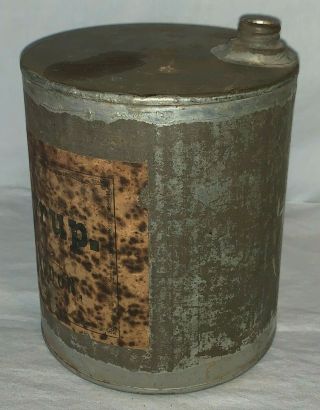ANTIQUE EARLY PURE MAPLE SYRUP TIN BIDWELL LANGDON MONTEREY MA OLD SOLDERED CAN 2