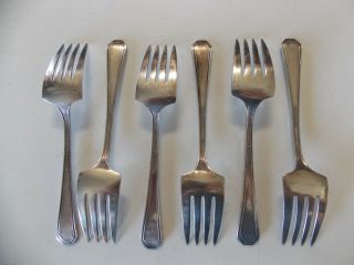 6 Wm Rogers & Son Aa Mayfair Silver Plate Salad Forks.