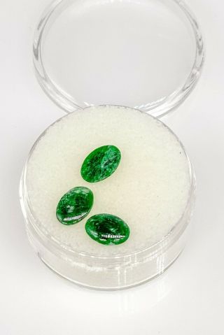 Antique 1940s 1.  18ct Oval Cut Set Of 3 Natural Green Jade Loose Gems