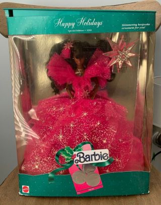 Vintage 1990 Barbie 4543 Happy Holidays Special Edition African American Doll