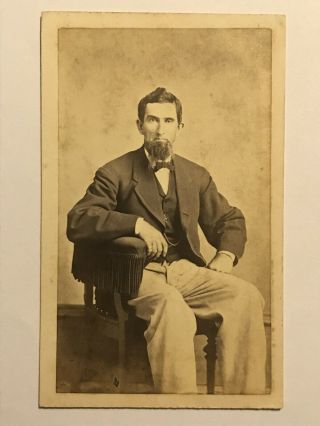 Rare Antique Civil War Era Id’d Mean Bearded Man Cdv Photo