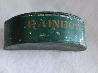 Vintage " Rainbow " Fishing Bait Box,  Worm Holder Metal Construction Scarce