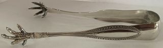Rare Whiting Sterling Silver 6 3/8 " Indian Pattern Serving Tongs C.  1875