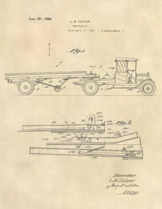 Semi Truck Official Us Patent Art Print - Peterbilt Semi Mack Driver - 541