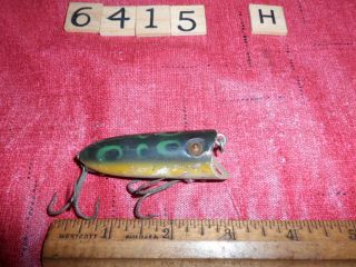 T6415 H Antique Wooden Heddon Baby Lucky 13 Fishing Lure