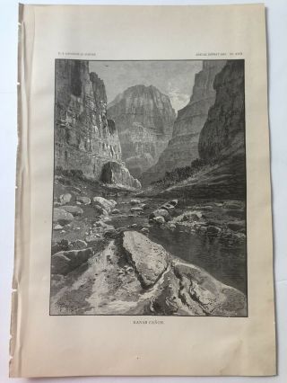 C1881 Antique Survey Print View Of The Kanab Canyon In Utah 111120
